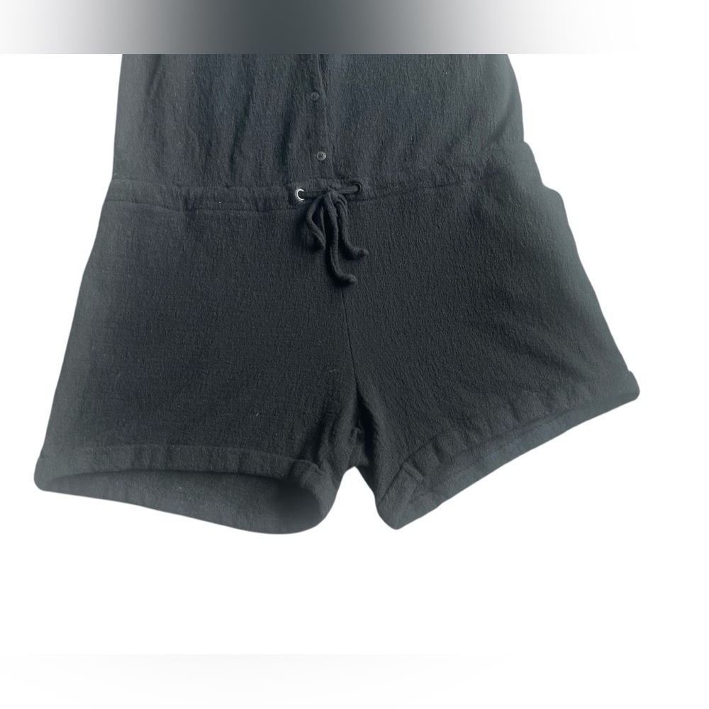 Madewell Black Button Drawstring Black Romper Siz… - image 3
